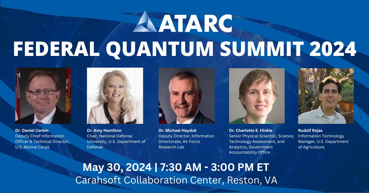 Secure your spot at ATARC's Federal Quantum Summit 2024 on May 30, 2024, from 7:30 AM to 3:00 PM at the Carahsoft Collaboration Center in Reston, VA! 🗓️ Register Now - ow.ly/7XzP50RiXox #tech #quantum #security