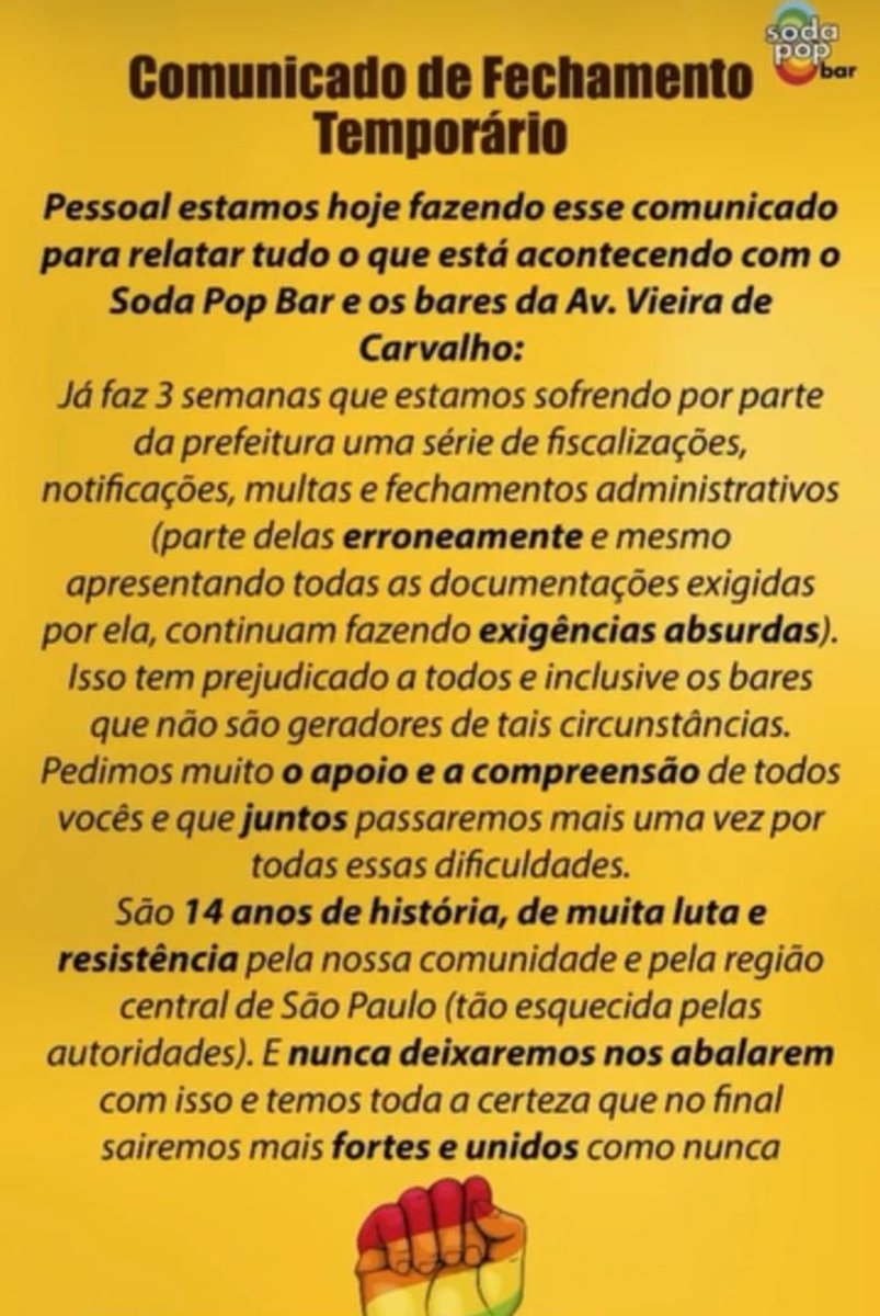 E.R.VILLELA🦂 amo café ☕ (@rubensvillela) on Twitter photo Os dois Bares Gay da Vieira de Carvalho no centro de São Paulo, Soda Pop e Wolf estão fechados sem uma explicação coerente que justifique tal ação. É o público da noite que deixa a cidade mais segura. <a href="/ErikakHilton/">ERIKA HILTON</a> <a href="/jeanwyllys_real/">Jean Wyllys</a> <a href="/GuilhermeBoulos/">Guilherme Boulos</a> <a href="/IvanValente/">Ivan Valente</a> <a href="/esuplicy/">Eduardo Suplicy</a> Os dois Bares Gay da Vieira de Carvalho no centro de São Paulo, Soda Pop e Wolf estão fechados sem uma explicação coerente que justifique tal ação. É o público da noite que deixa a cidade mais segura. <a href="/ErikakHilton/">ERIKA HILTON</a> <a href="/jeanwyllys_real/">Jean Wyllys</a> <a href="/GuilhermeBoulos/">Guilherme Boulos</a> <a href="/IvanValente/">Ivan Valente</a> <a href="/esuplicy/">Eduardo Suplicy</a>