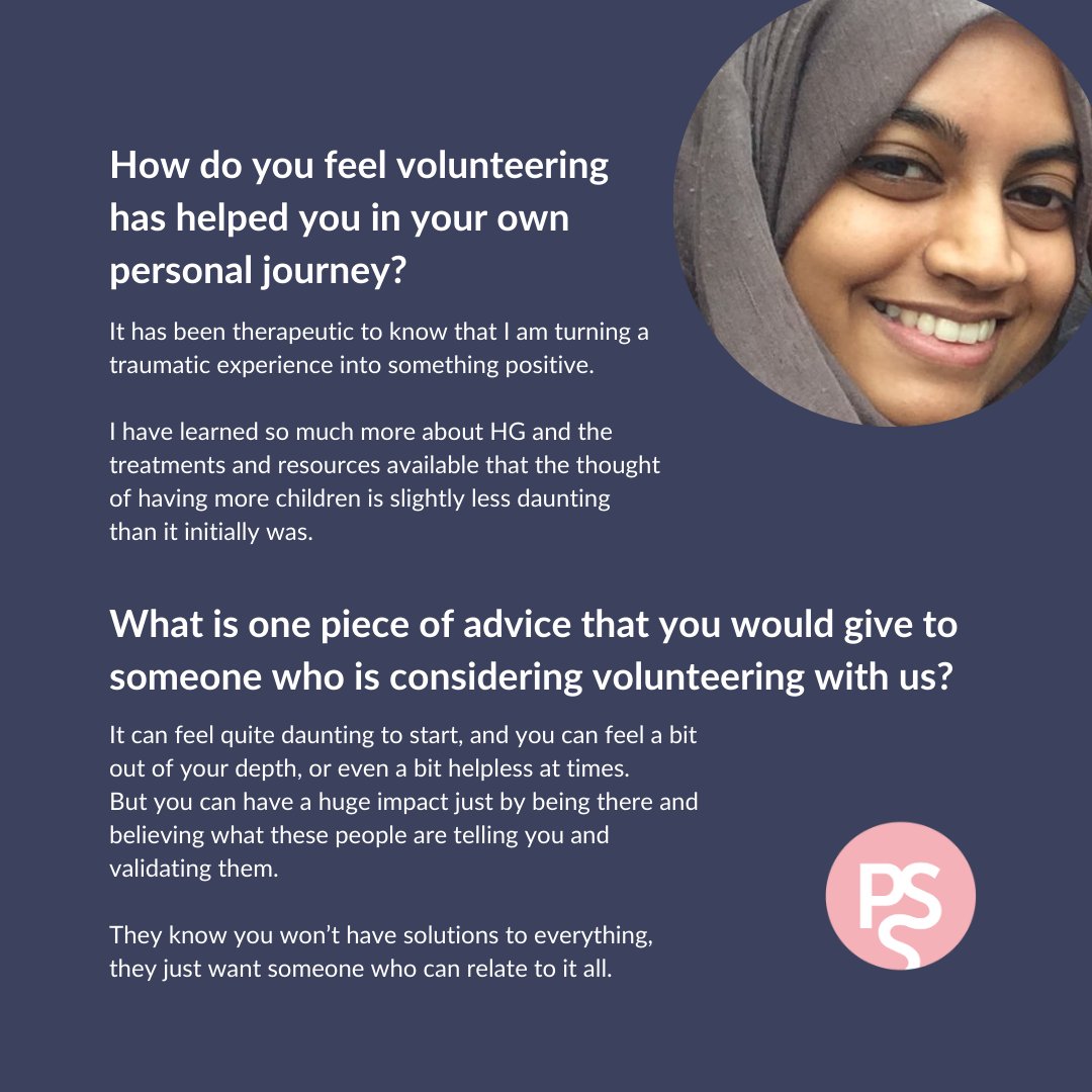 Peer Supporters like Misbah really do understand. We're always looking for more incredible people to join the team. 👋 Could you be our next Peer Supporter? Join the team: ow.ly/YN4O50Rk3Hr 🔗 Support the work of the team with a donation: pregnancysicknesssupport.enthuse.com/socialmediadon…!