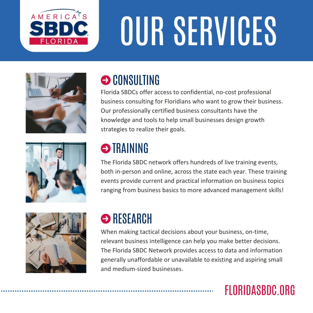 #NationalSmallBusinessWeek is in just ONE week! Learn more about how we can provide you with the tools, resources, and expertise to help your #smallbiz grow--> floridasbdc.org