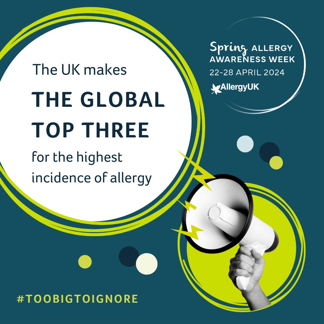 It’s #AllergyAwarenessWeek & allergies are now #toobigtoignore. The UK is in the global top 3 for the highest incidence of allergies, 2nd for allergic eczema & joint #1 with Sweden for hay fever. Our healthcare system needs to change to manage the rising allergy tide. @AllergyUK1
