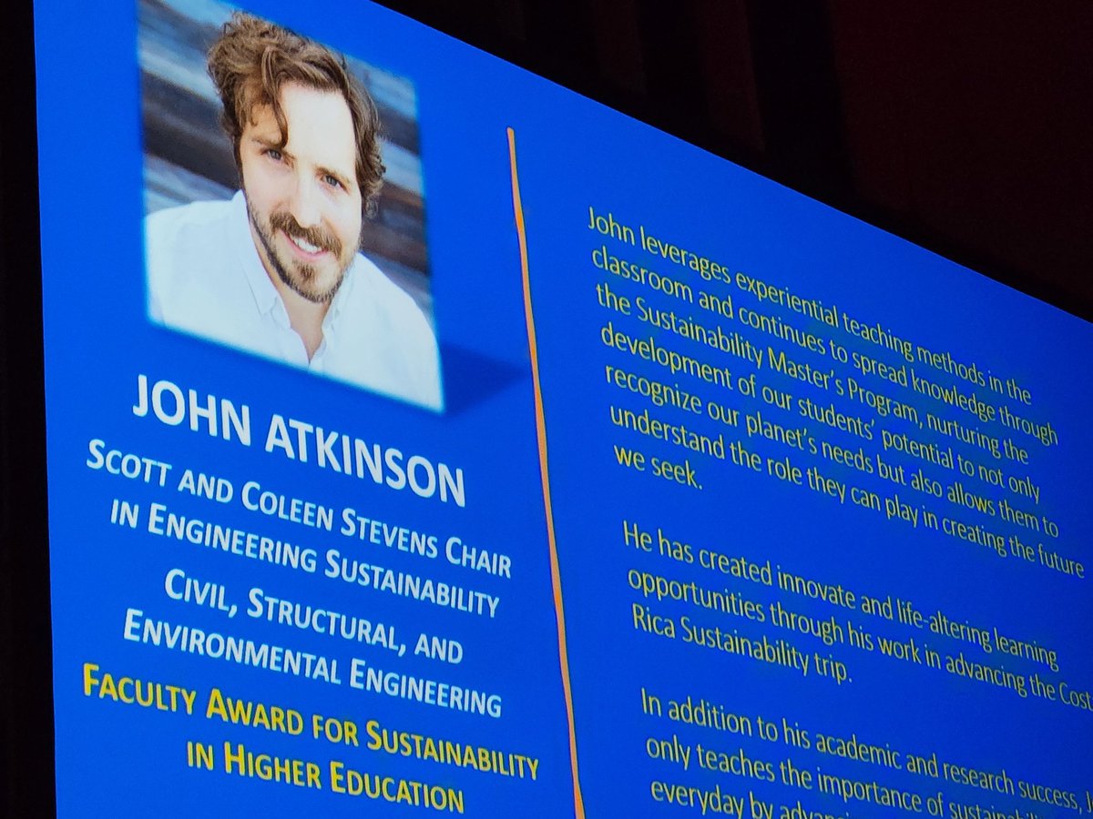 Congratulations to our sustainable dude, @UBEngineering Professor John Atkinson, winner of faculty award for Sustainability in Higher Education! #EarthDay #sustainability