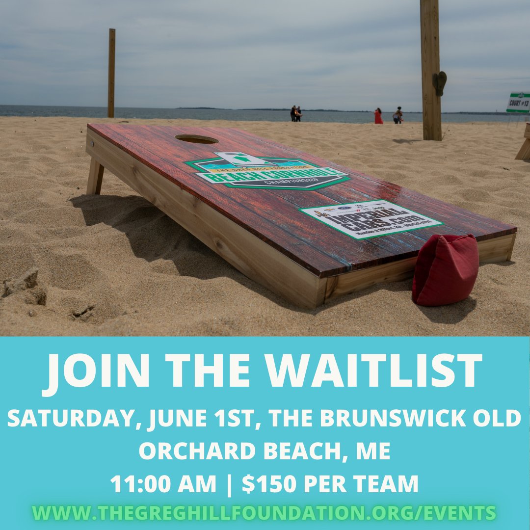 🚨 WAITLIST ALERT 🚨

🌟 Our Old Orchard Beach Cornhole event at The Brunswick has SOLD OUT! 

Join the waitlist now and be first in line if a spot opens up by going to thegreghillfoundation.org/events!

#Waitlist #CornholeFever #BeachLife #BrunswickBound #OOBCornhole
