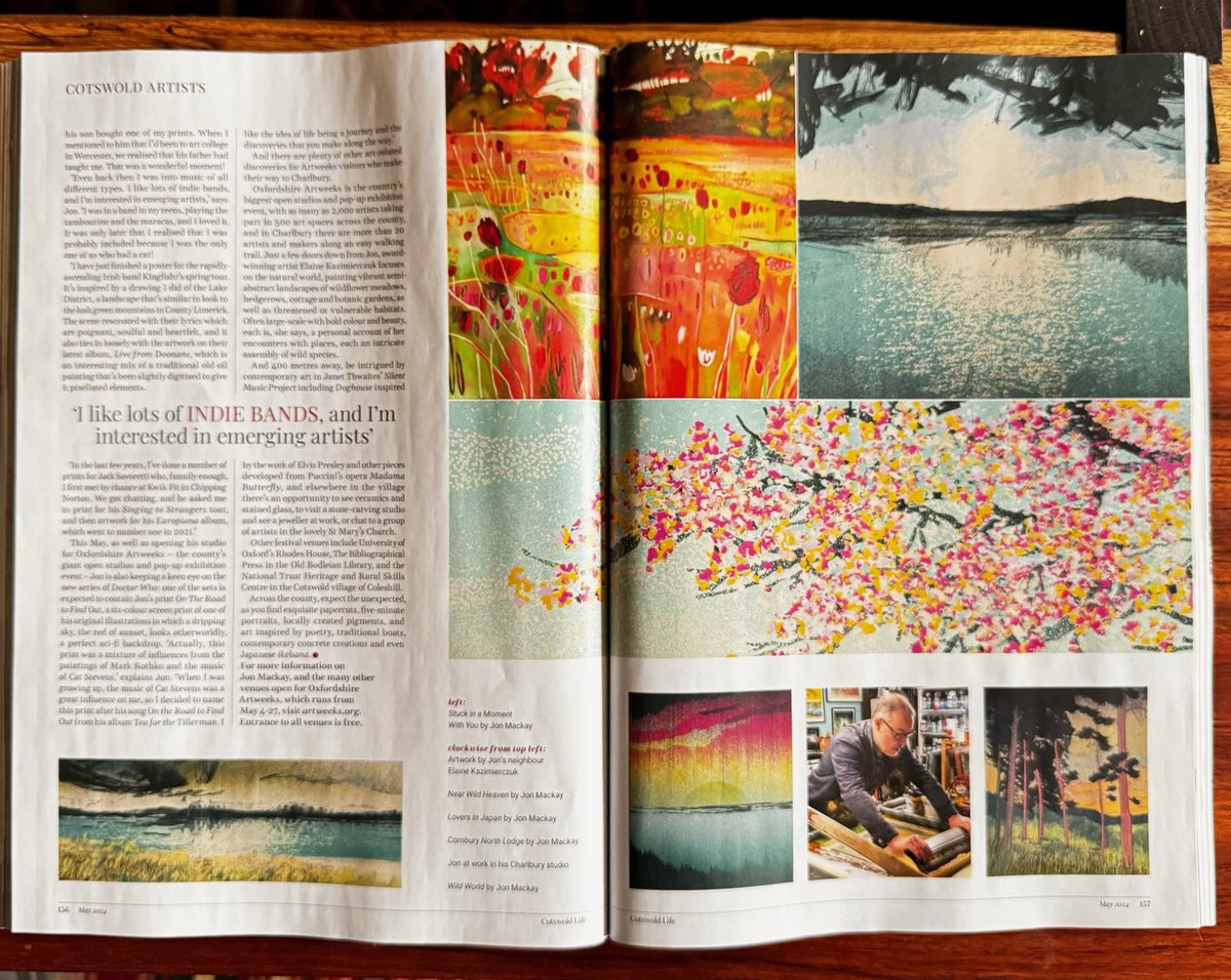 We're delighted to see Charlbury printmaker Jon Mackay featured in the latest edition of Cotswold Life ahead of his Artweeks open studio (from 4th May; artweeks.org/v/jon-mackay-o…). Cotswold Life magazine is available from all good newsagents. artweeks.org/sites/default/…
