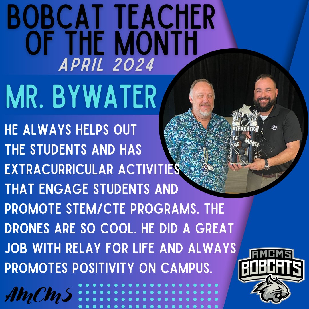 Please join us in Congratulating our Bobcat Teacher of the Month, Mr. Bywater!
#SuccessCSISD
#BobcatCountry