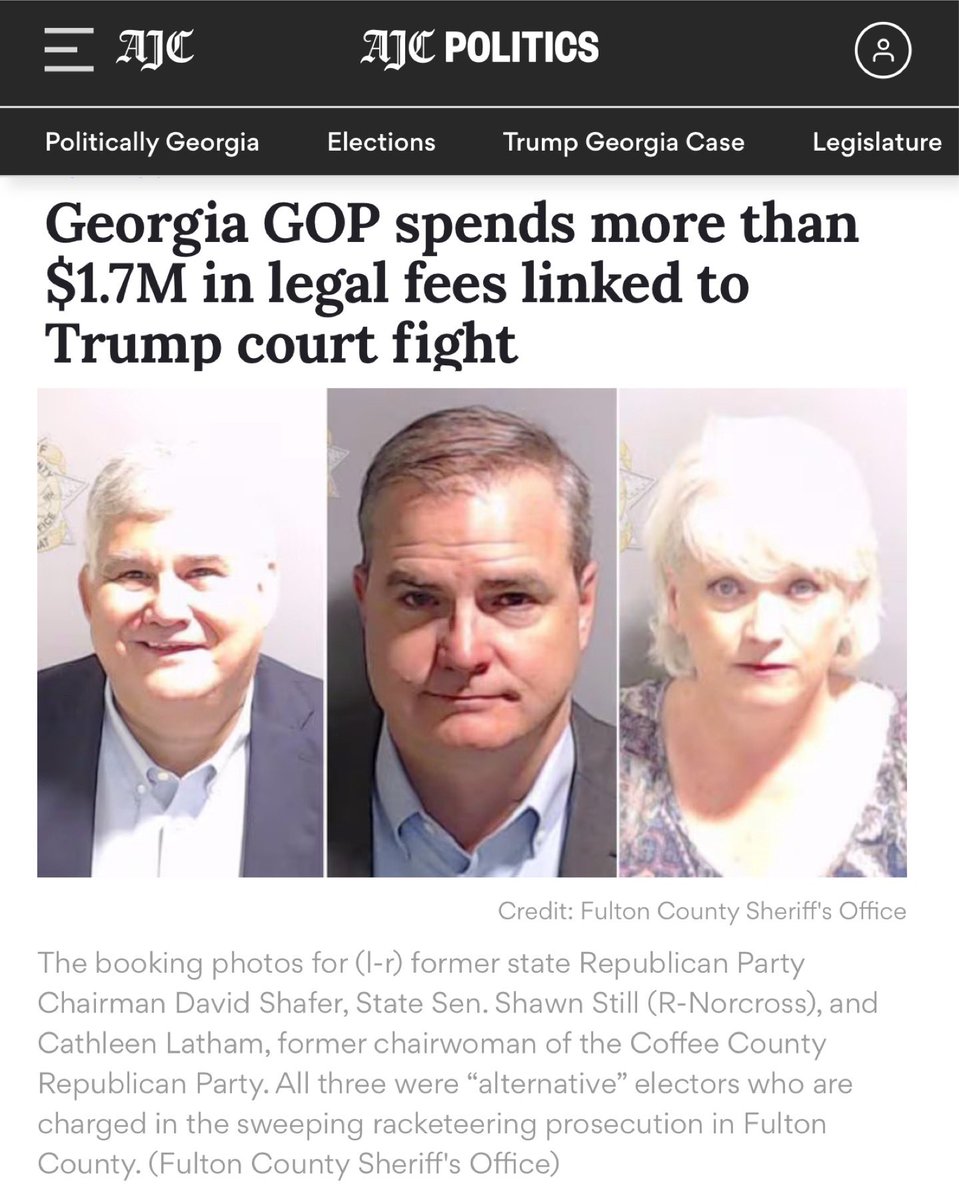 The GA GOP has spent > $1.7M on legal fees since 2022 to help cover the tab for officials indicted in Fulton County’s election interference case, including the former and current state senators for SD48. ajc.com/politics/georg… Doesn’t our district deserve better than this?