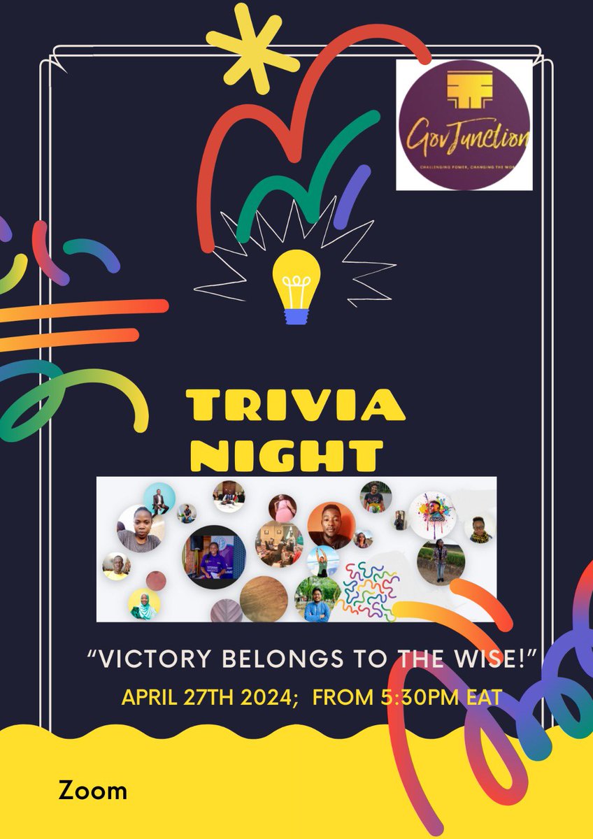 govjunction's tweet photo. About time we had another trivia night, wouldn’t you agree?
Join us this Saturday, 27th of April for another edition and test your knowledge on sports, science, history, technology …you name it! 🥳 

Register below 👇🏾 🔗 

https://t.co/fydSsnbW6T https://t.co/huRjxsG8sk