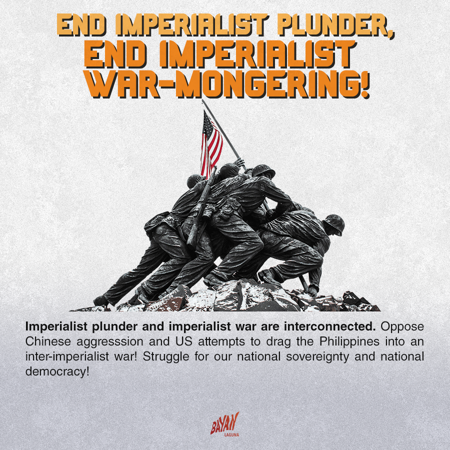 April 22 is both Earth Day and the first day of the US-RP Balikatan exercises. Bayan Laguna opposes all attempts by foreign countries to drag the Philippines into imperialist war and furthering imperialist plunder. #AtinAngPinas #balikatan2024