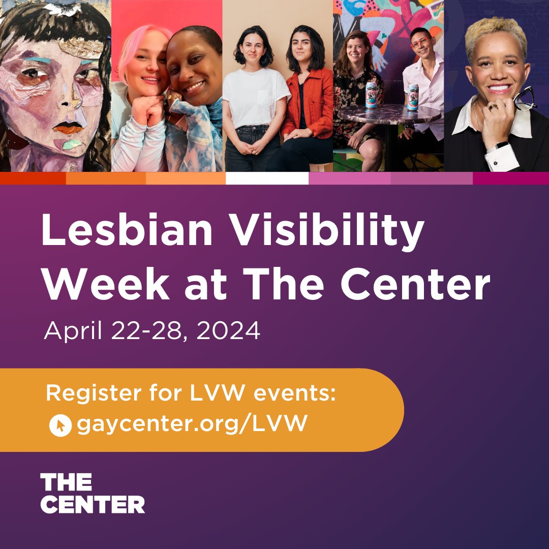 The Center is celebrating #LesbianVisibilityWeek (April 22-28) in a big way, spotlighting the incredible LGBTQ+ women and non-binary people making a difference and bringing joy to our community. Please join us in celebrating by attending the #LVW events: gaycenter.org/lvw