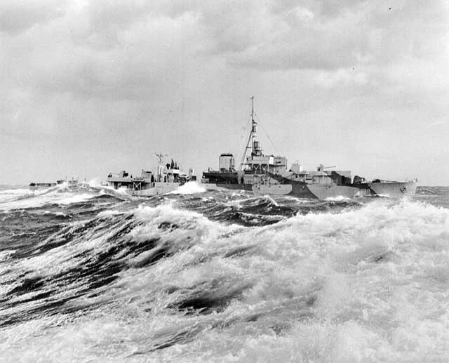 HMCS SWANSEA in rough seas off Bermuda (1944) (LAC a107941) #RCN #History