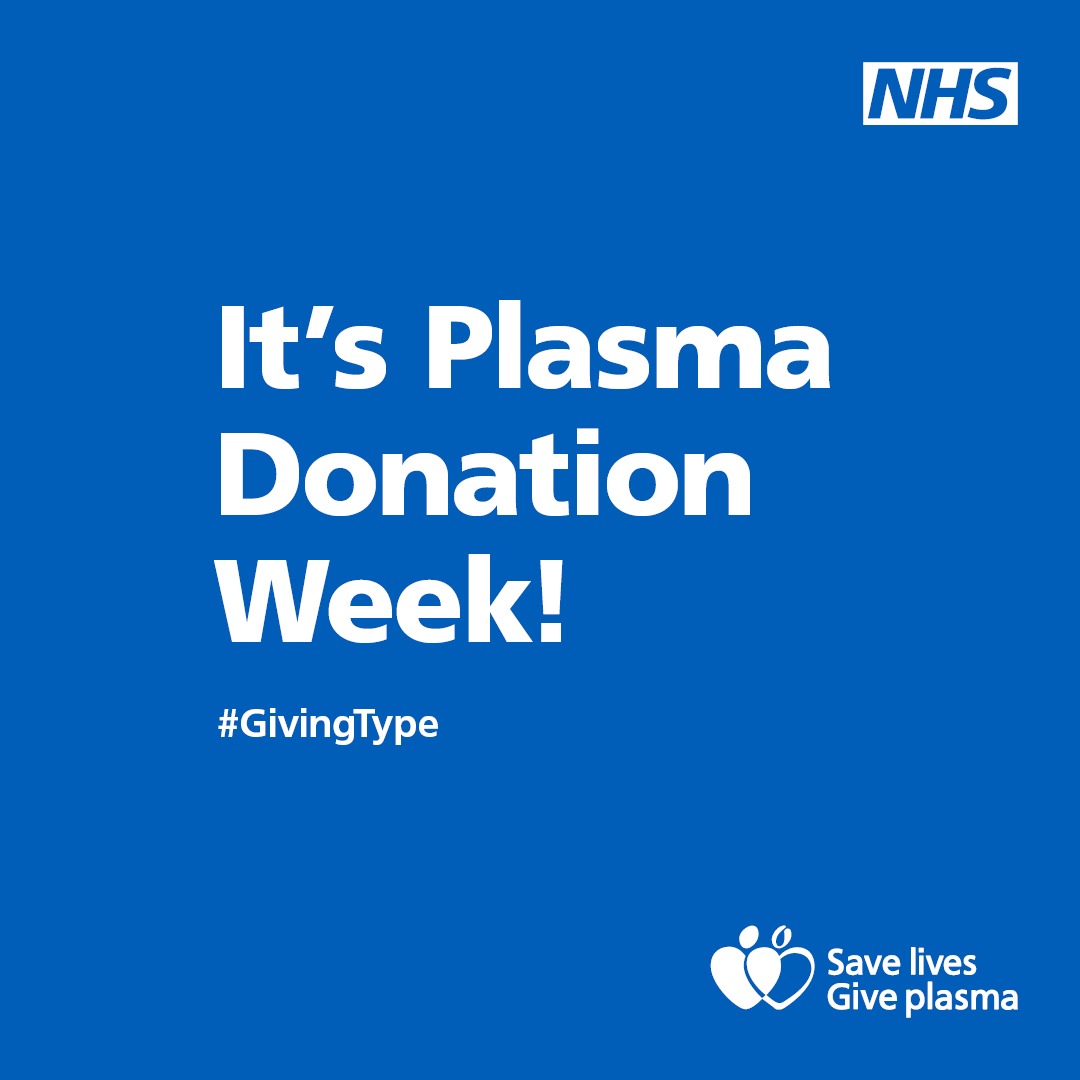 Giving plasma is life-saving and it takes around an hour. If you're the #GivingType in Milton Keynes join the thousands of people giving plasma. Search ‘donate plasma’.