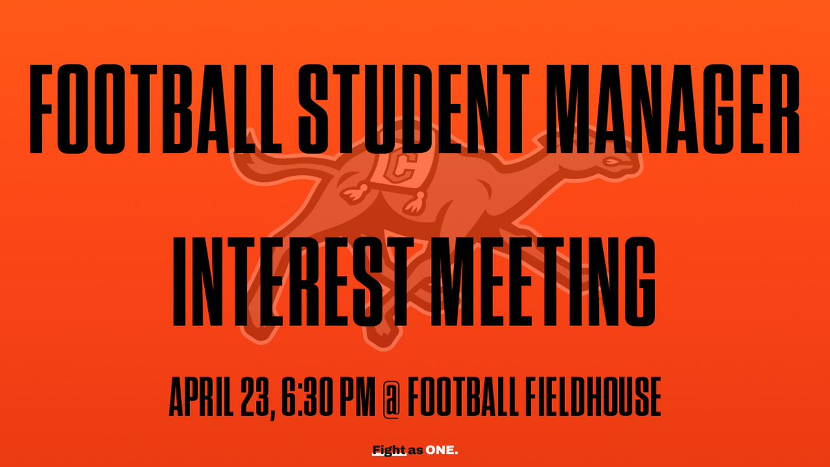 🚨 STUDENT MANAGER INTEREST MEETING🚨 🗓️: TMRW @ 6️⃣:3️⃣0️⃣ pm 🏢: FOOTBALL FIELD HOUSE #FightAsOne🐪🏈