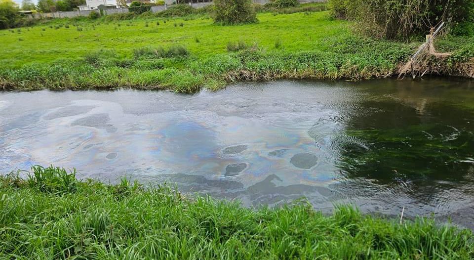 Report of oil on River Burren in Carlow Town, reported to @InlandFisherIE