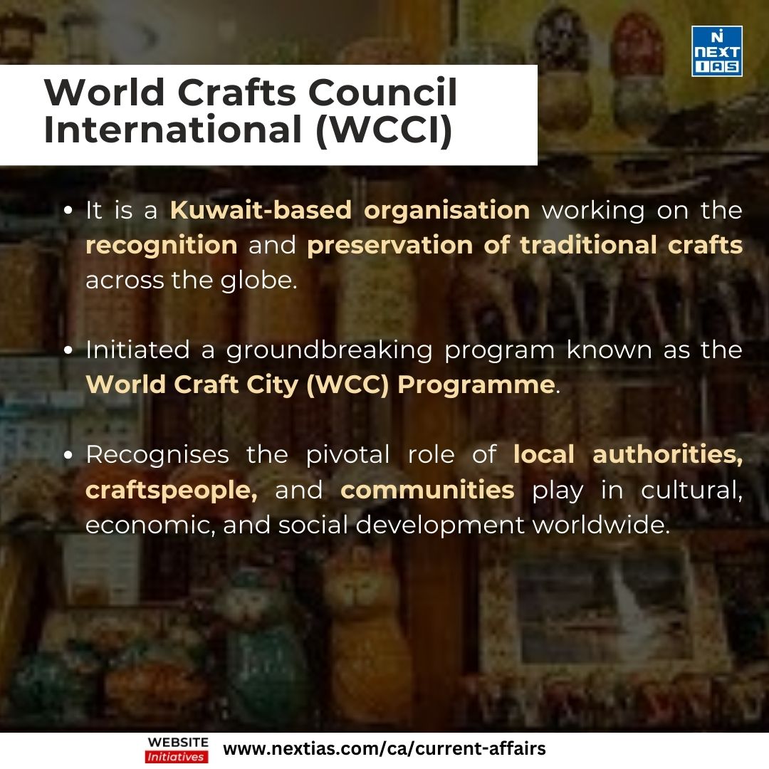 DAILY RECAP 📝
Topic: World Craft City Programme

Read More: nextias.com/ca/current-aff…

#nextias #upscpreparation #upsccse #currentaffairs #currentaffairs2024 #dailyrecap #worldcraftcity #craftcity #srinagar #craftwork #wcci #CreativeEconomy #kuwait