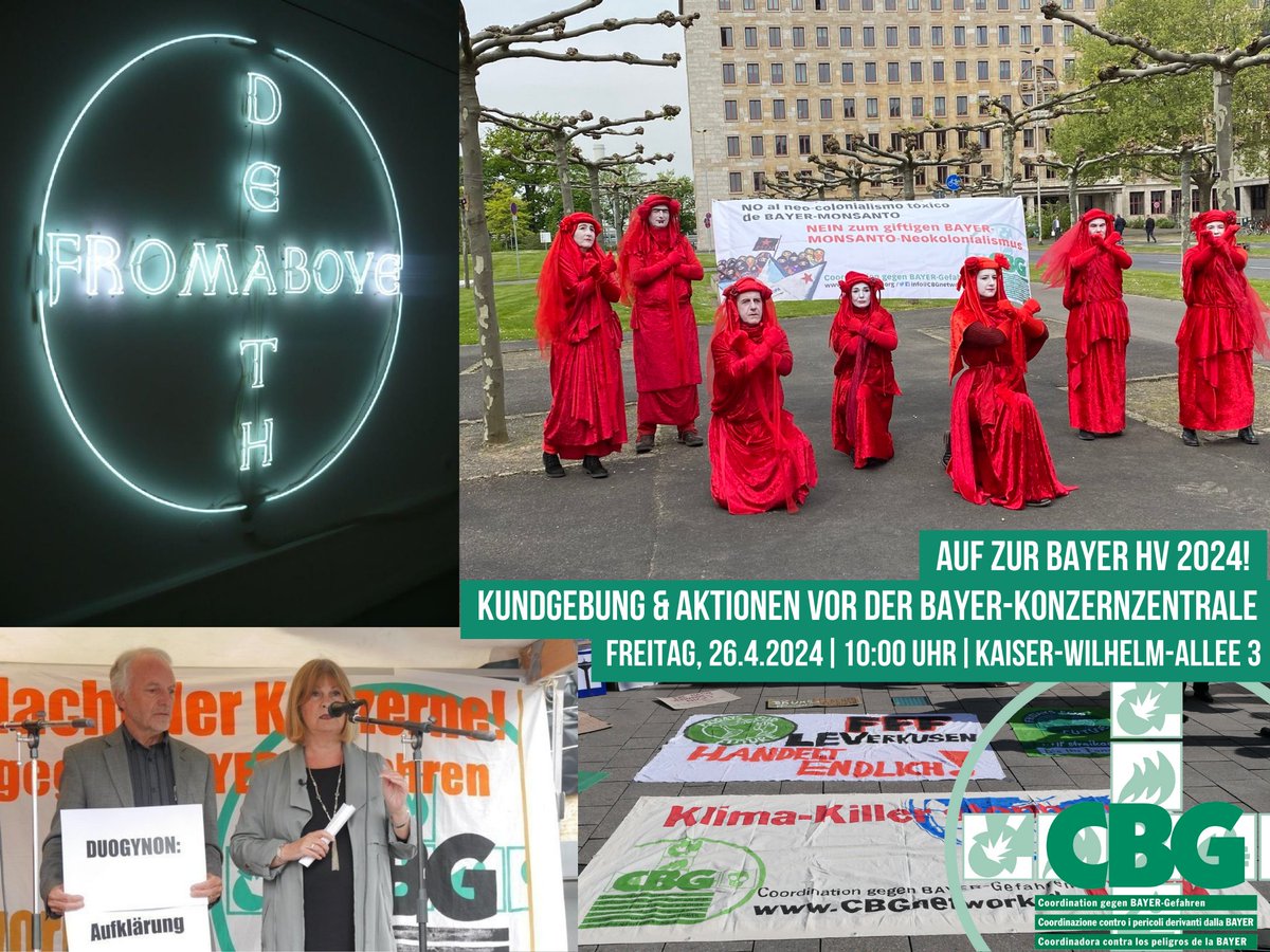 Auf zum Protest auf der #BAYER HV 2024!
Alle Infos unter cbgnetwork.org/bayer-hauptver…
#stopglyphosate