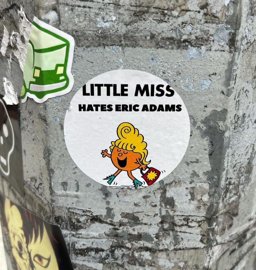 'Little Miss Hates (NYC Mayor) Eric Adams' Sticker spotted in NYC