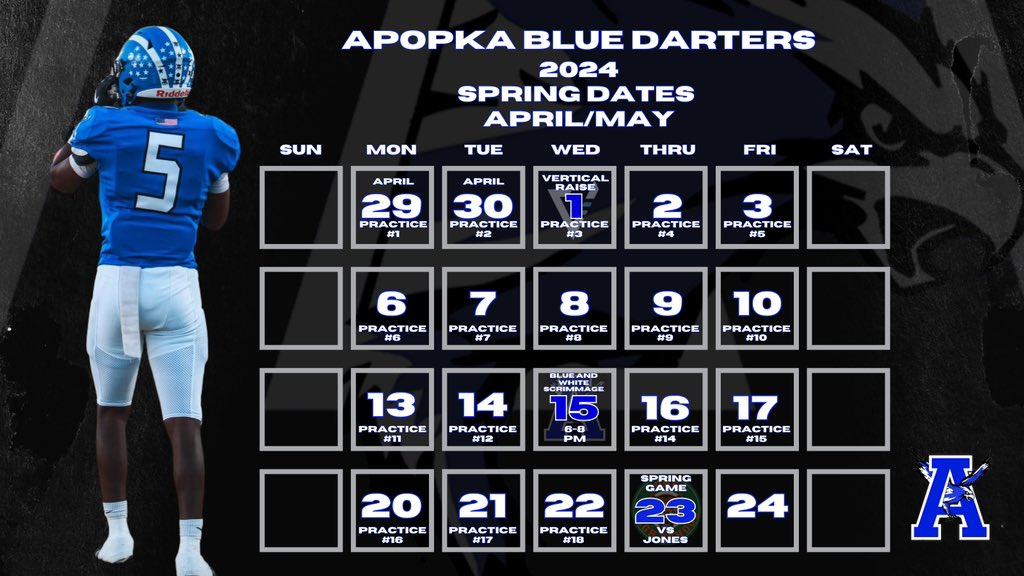 2024 Apopka High School Spring Calendar @larryblustein @DanLaForestFB