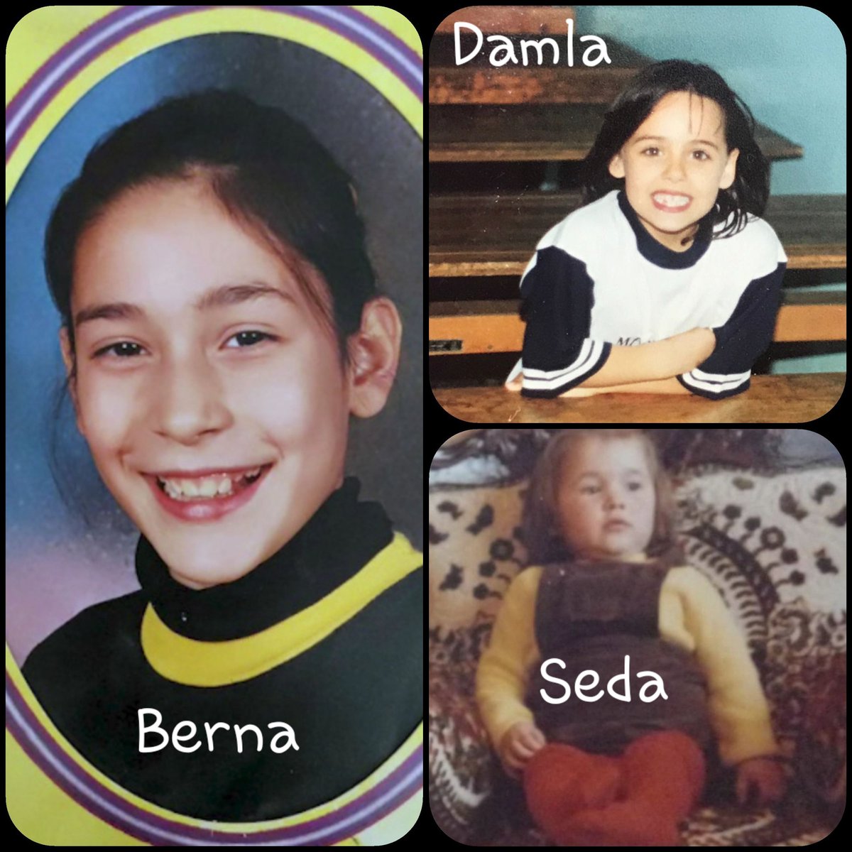 nkfcferhan's tweet image. (🔵 takım) kadın yarışmacıların 
çocukluk fotoğrafları;

#BernaCanbeldek #DamlaCan 
#SedaOcak #Survivor2024AllStar