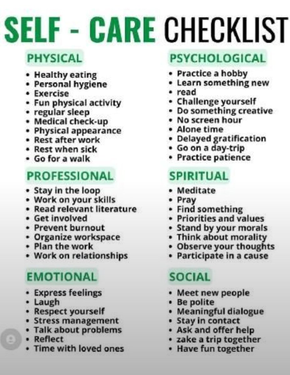 Self-care checklist