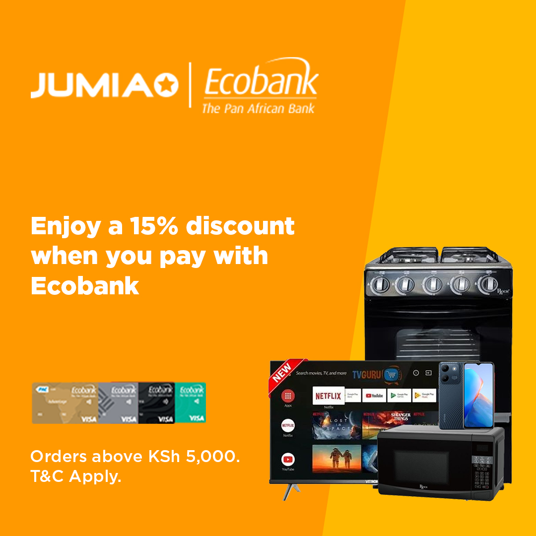 Pay with @EcobankKenya and Enjoy a 15% discount! #JumiaKenya #Jumiadeals #Abetterway