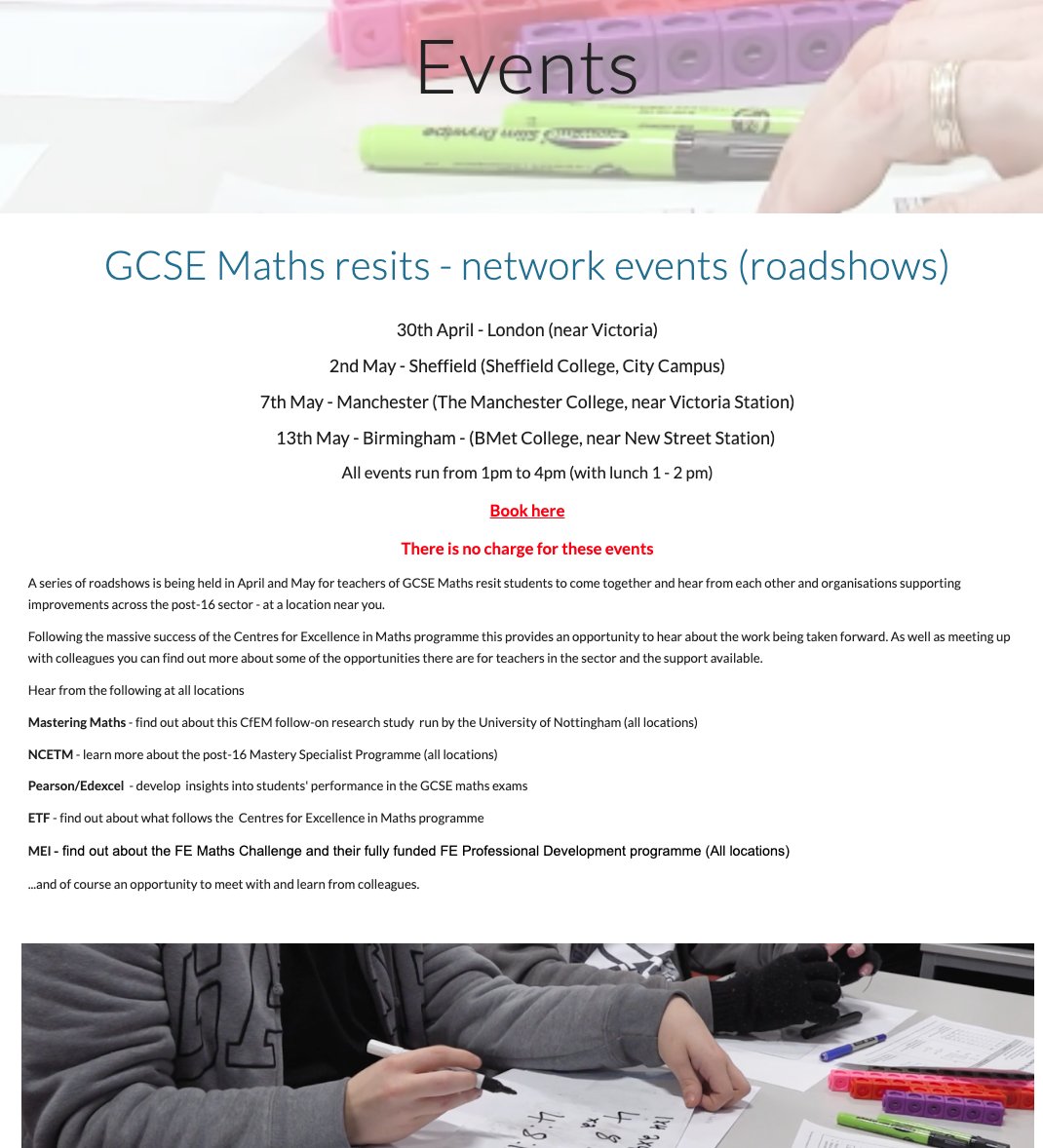 Calling all London and colleges in the South/South East.... Do you teach GCSE resit students? Are you in danger of missing out? This free network event is for you ..... Link masteringmaths.org/events