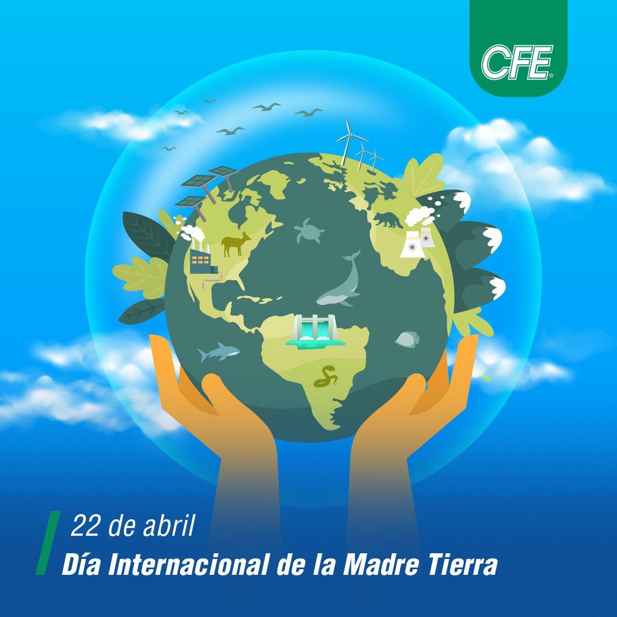 #EfeméridesCFE | La CFE tiene un parque de generación compuesto por fuentes de generación como la geotermoeléctrica, hidroeléctrica, nucleoelétrica, eoloeléctrica y fotovoltaica, que son limpias y claves en la transición energética.