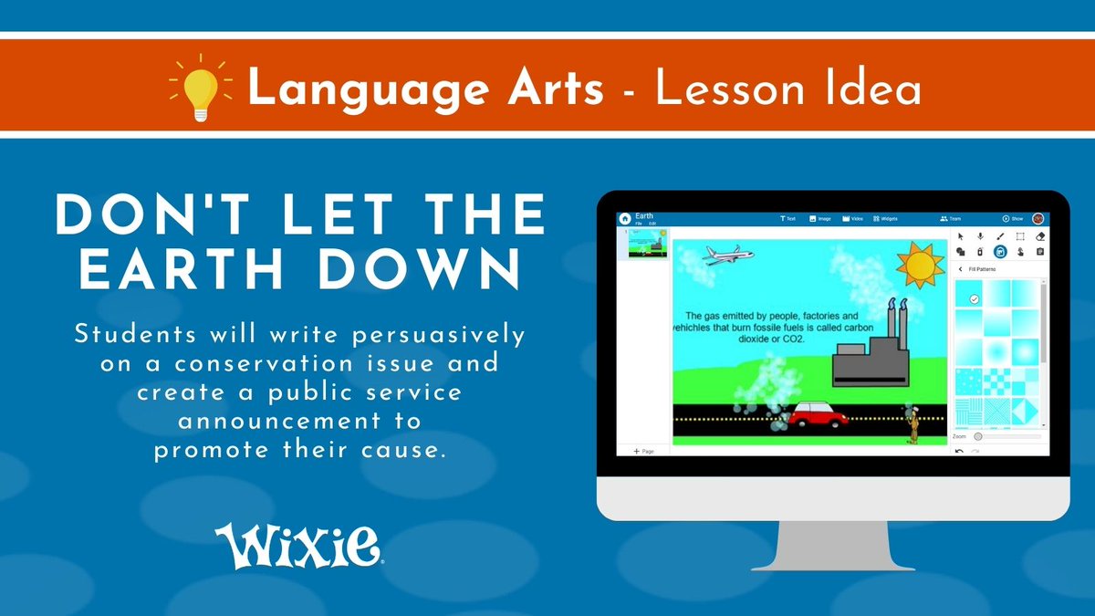 💡 Wixie Lesson idea: Don't Let the Earth Down Students will write persuasively on a conservation issue and create a public service announcement to promote their cause. Check it out 👇 wixie.com/org/resources?…
