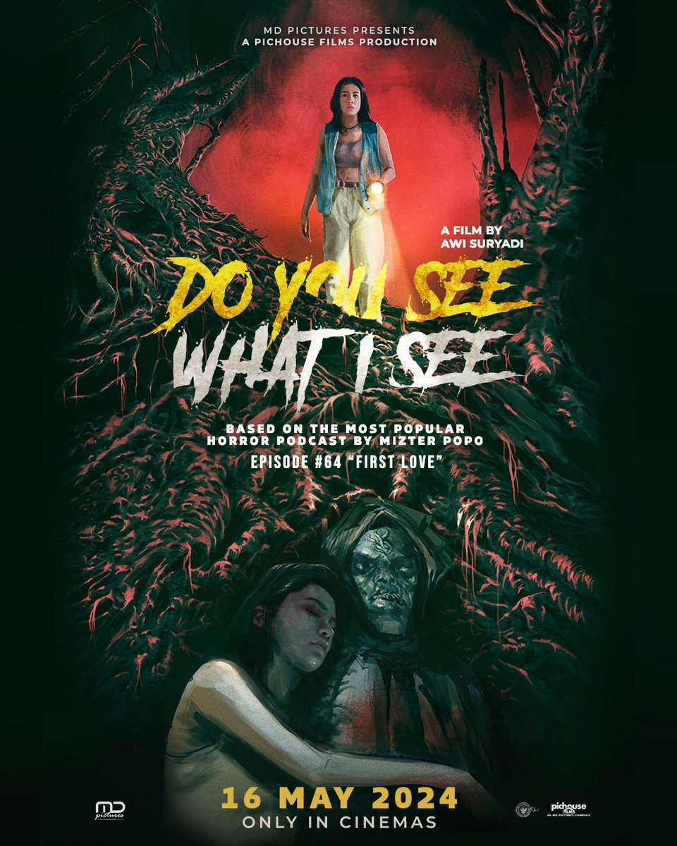 Do You See What I See Based on horror podcast by Mizter Popo Eps #64 “First Love”. Disutradarai oleh @awisuryadi dan dibintangi oleh Shenina Cinnamon. Posternya ala2 film jadul gitu ya. Ada yang udah dengerin podcastnya? Tayang di bioskop 16 Mei 2024