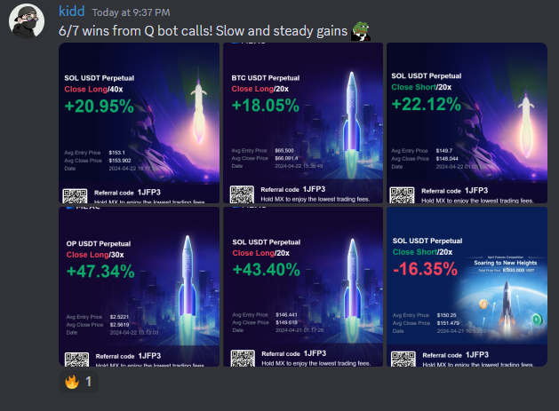 Best decision I've made so far is joining <a href="/Bearish_Capital/">Bearish Capital</a> after losing money on NFTs and meme coins

Q-bot is printingggggggg! 🔥

Thank you for making this <a href="/quangocracy/">Q | bear-king.eth</a>  and team🤝