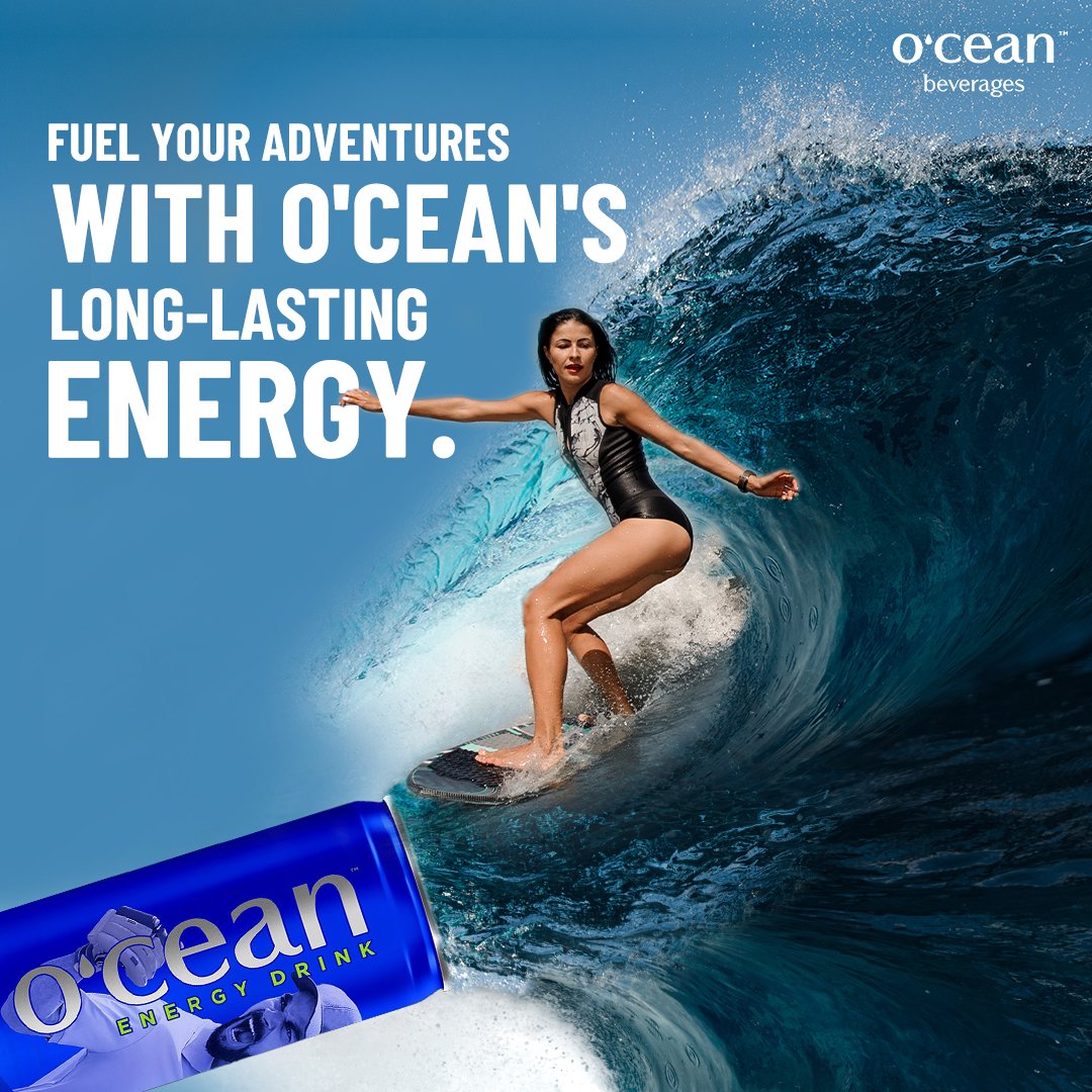 Don't just ride the wave, conquer it with O’cean’s long lasting energy by your side!🌊

India’s only Energy Drink made with,
🌱 Natural plant-based caffeine from Green Tea
💦 B-vitamins
💪🏻 Glucose

#Oceanbeverages #OrderNow #OceanDrinks #StayEnergized #PowerUp #EnergyDrinks