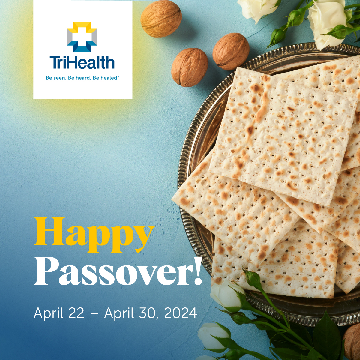 Today marks the beginning of Passover, a seven-day celebration in the Jewish faith that celebrates the freeing of the Israelites from Egypt. At TriHealth, we're proud to celebrate all people and their customs, creating an inclusive environment for our team members and patients!