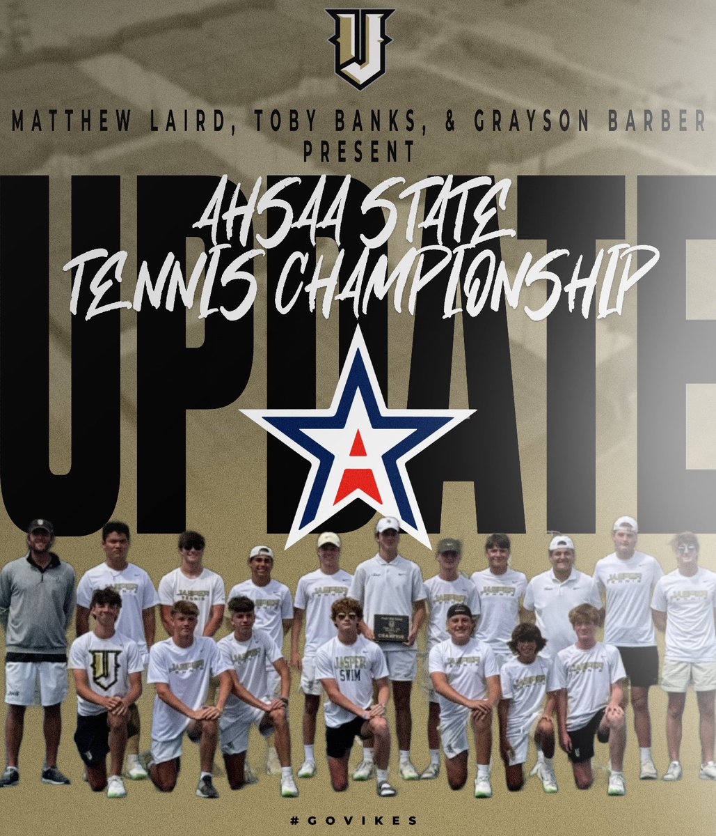 A Matthew Laird, Toby Banks, & Grayson Barber @AHSAAUpdates State Tennis Tournament Update from Mobile: William Johnson & Cole Howell are 1st Rd 6-0, 6-0 winners over Andalusia at 1 Doubles. @graysonbarber23 @mlaird481 @toby_banks1 #GoVikes #AHSAA #StateTennisTournament