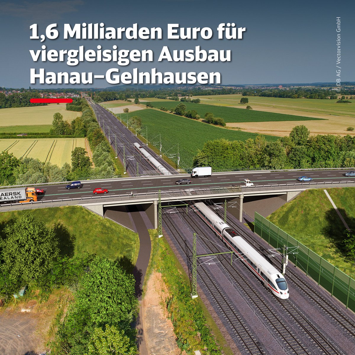 Für eine #StarkeSchiene und mehr Komfort an den Stationen modernisieren wir die Strecke Hanau-Gelnhausen. Mit zukünftig getrennten Fahrspuren lösen wir einen Engpass im Schienennetz auf. Anwohnende profitieren zudem von neuen Schallschutzwänden. Mehr: deutschebahn.com/de/presse/pres…