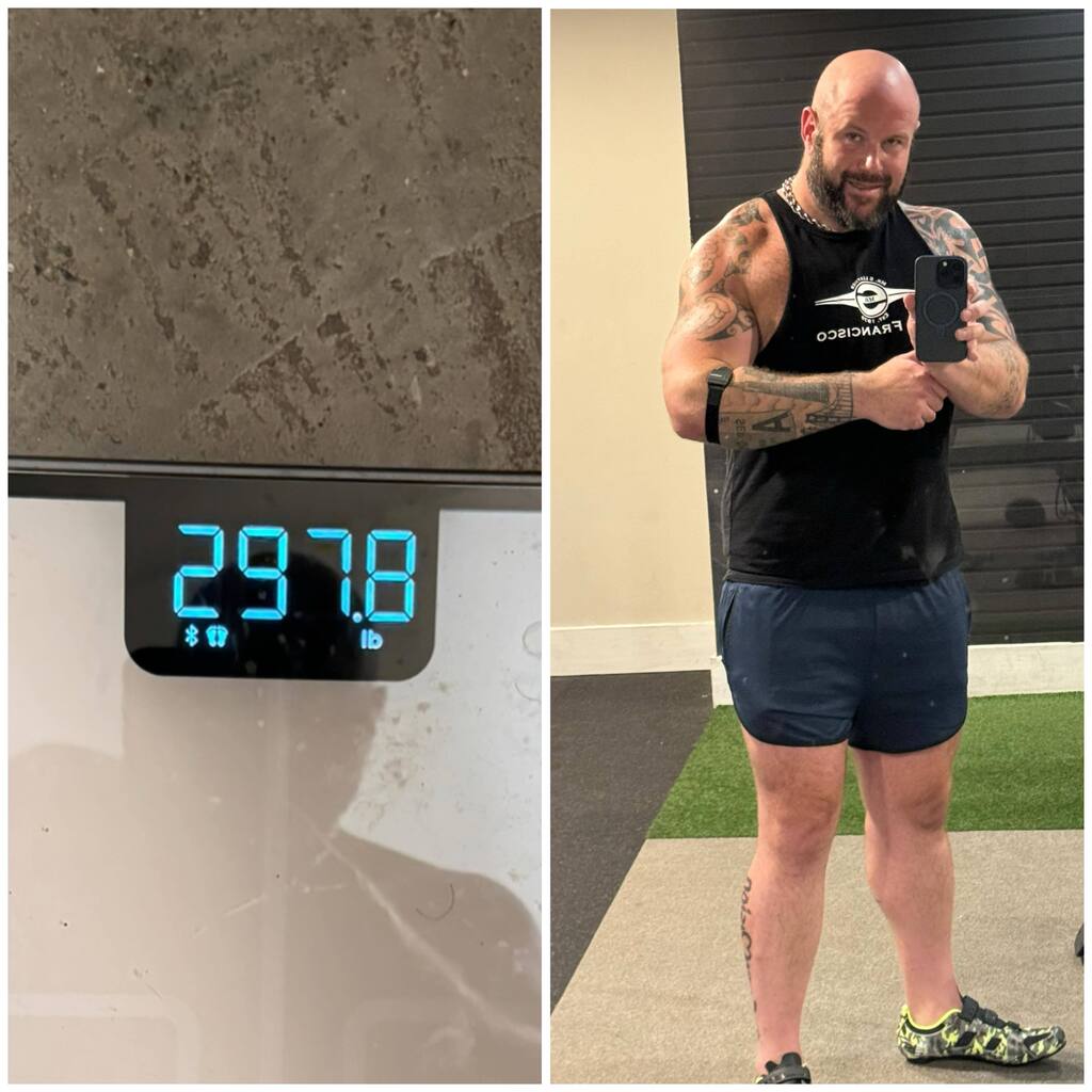 LAMuscleBear's tweet photo. Well, I did it. Never thought I’d see that first number again, and here it is. What a great way to start the week #musclebear https://t.co/X3AWKRMwZq