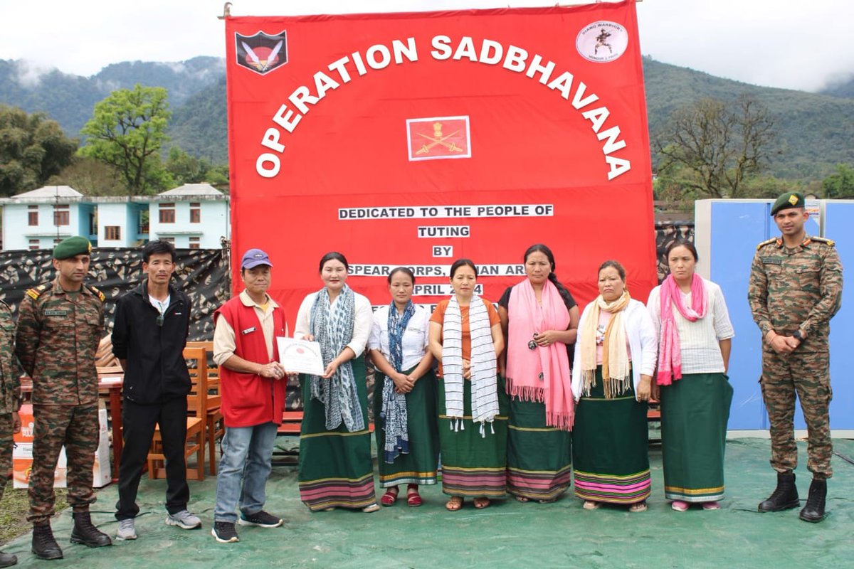1.Indian army as part of its ongoing commitment of fostering harmony and development in Upper Siang District at Vibrant Village Tuting, Arunachal Pradesh has developed multiple infrastructure and healthcare projects under                        Operation Sadbhavana; a flagship