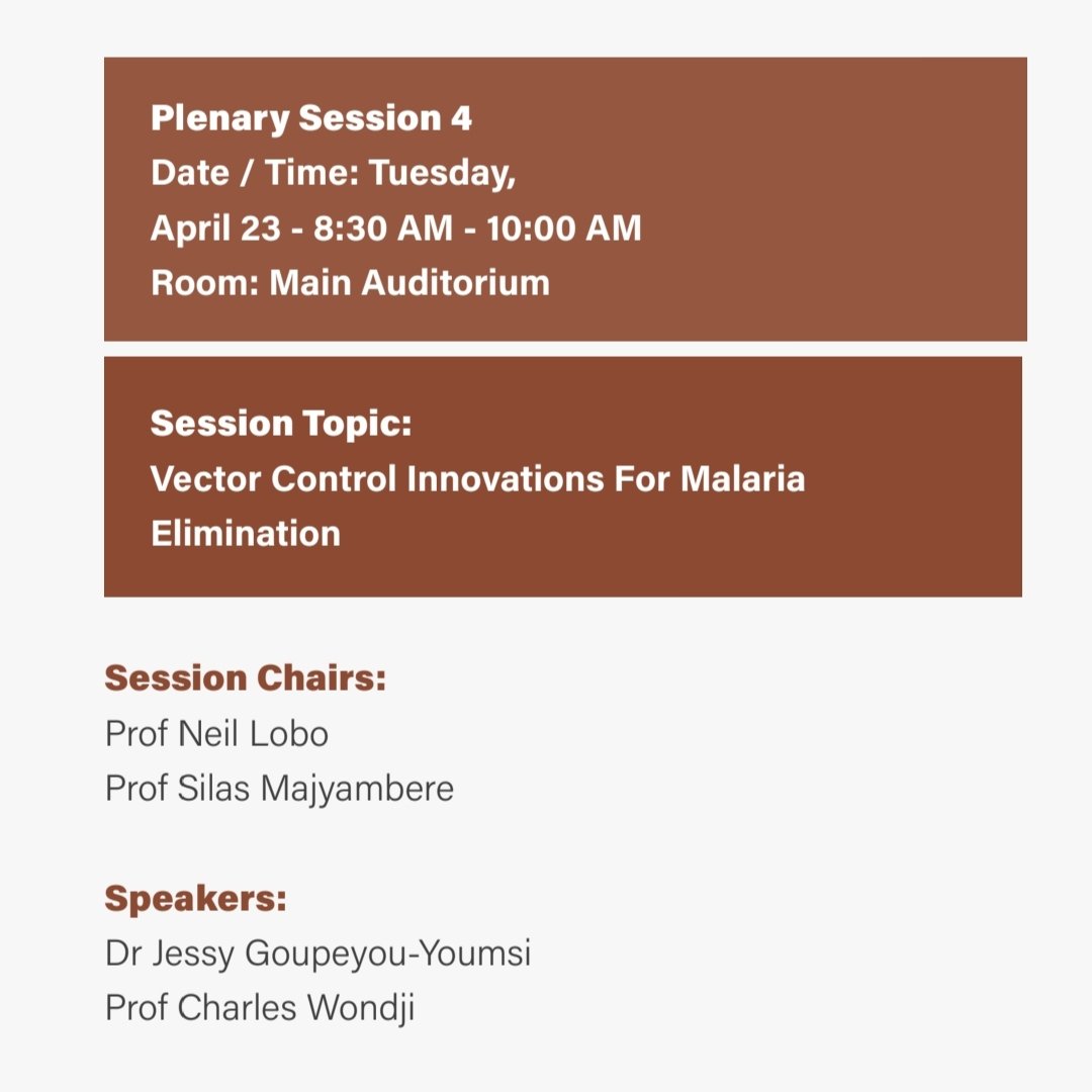 Thrilled to be speaking at Plenary Session 4 on Vector Control Innovations for Malaria Elimination tomorrow morning, alongside Prof. @cwondji. I'll discuss why the inclusion of #women matters in the field. Join me! #MIM2024 #AfricaEndingMalaria @Pamca_Wivc @pamcafrica @cam_crid