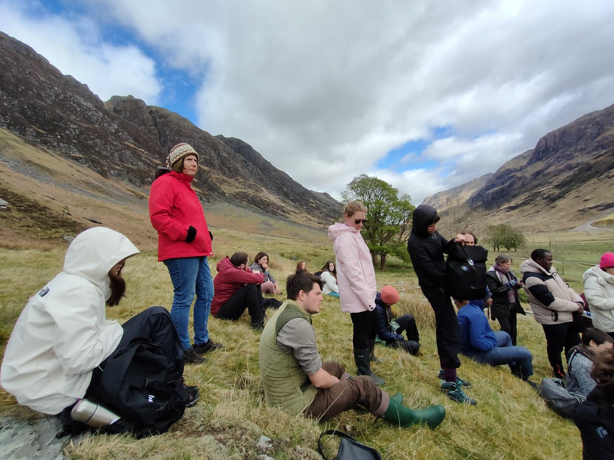 Discussing time and myths in Glencoe landscape. #SGSAH #Earthscholars trip @UofGArchaeo