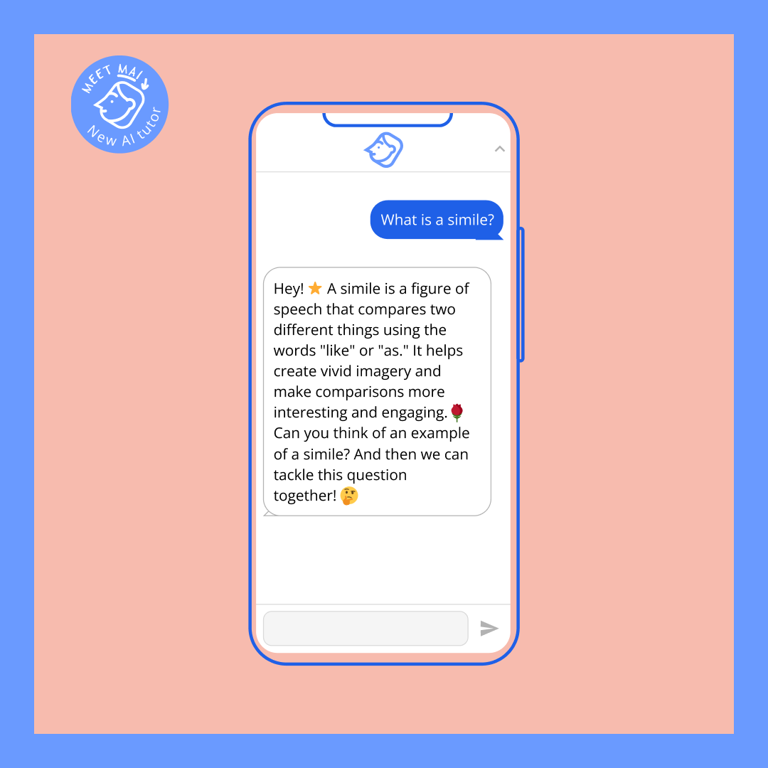 Tassomai's tweet photo. Mai is our AI-powered tutor, providing hints and explanations but never giving away the actual answer!

Students can choose from pre-prepared prompts or even ask their own questions, like asking what a particular word in the question means.

https://t.co/HF4LxoO1Iy https://t.co/eezv4YLP2N