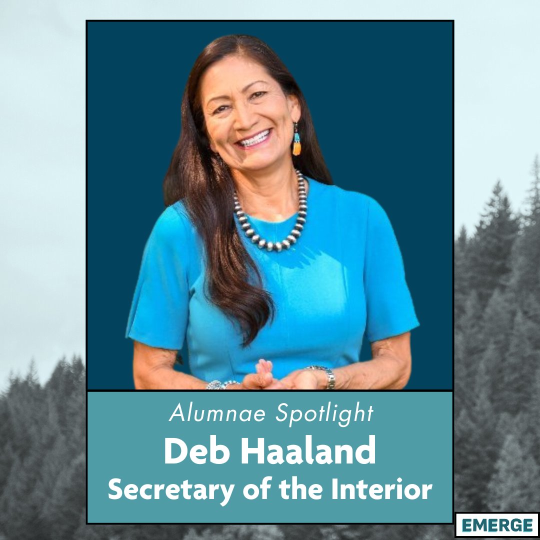 EmergeAmerica's tweet photo. This Earth Day, we celebrate Emerge Alum Deb Haaland who made history as the first Native American Secretary of the Interior. Haaland's prioritization of environmental justice and a sustainable economy highlights the importance of amplifying Indigenous voices in climate action. https://t.co/pdajUoVeeg