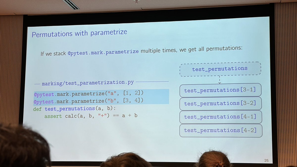 I’m at a pytest tutorial with @the_compiler and I just learned you can stack the parametrize mark!

Am I the only one who didn’t know this?

You can’t always use this but can be quite useful.
