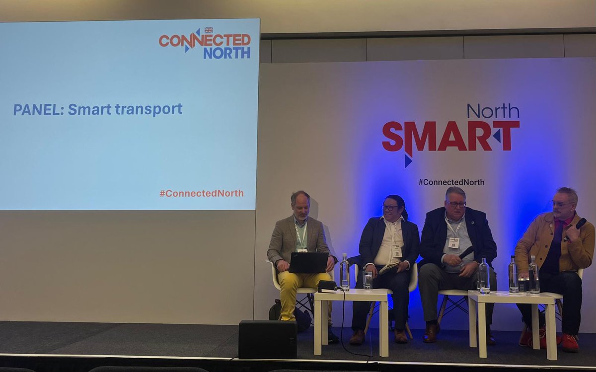 Loving this #ConnectedNorth panel on 'Smart Transport' - Just excellent speakers, Sam Li (@Tfgm_official), Richard Adams (@LNER), Jonathan Eaton (@_UKTIN) and Peter Griffiths (@BABLEconnect), talking about what they know best! Connectivity should be 'seamless, open, and almost