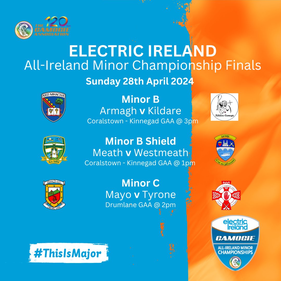 💥Electric Ireland All-Ireland Minor Championship Finals this Weekend💥

Get out this weekend to support YOUR county and give these teams a weekend to remember. After all, it is the minor moments that last a lifetime! 💭

Tickets on sale soon. 🎟️

#ThisIsMajor
#OurGameOurPassion