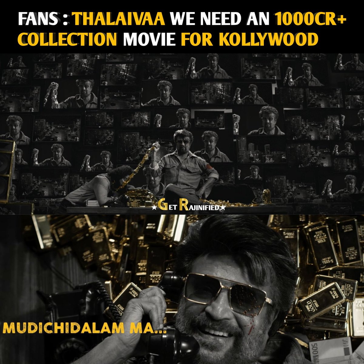 Fans: THALAIVAA we need a 1000cr+ collection movie 🤘🏻 #Thalaivar : mudichidalaam maah 🥵❤️‍🔥 @Dir_Lokesh @anirudhofficial #Coolie #Thalaivar171 #Thalaivar171TitleReveal #Rajinikanth𓃵