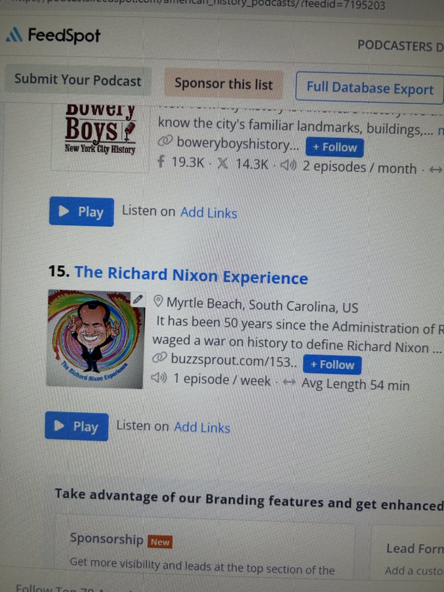 How about this!! Our main show is still number 1 and #RichardNixon is gaining on it at number 15