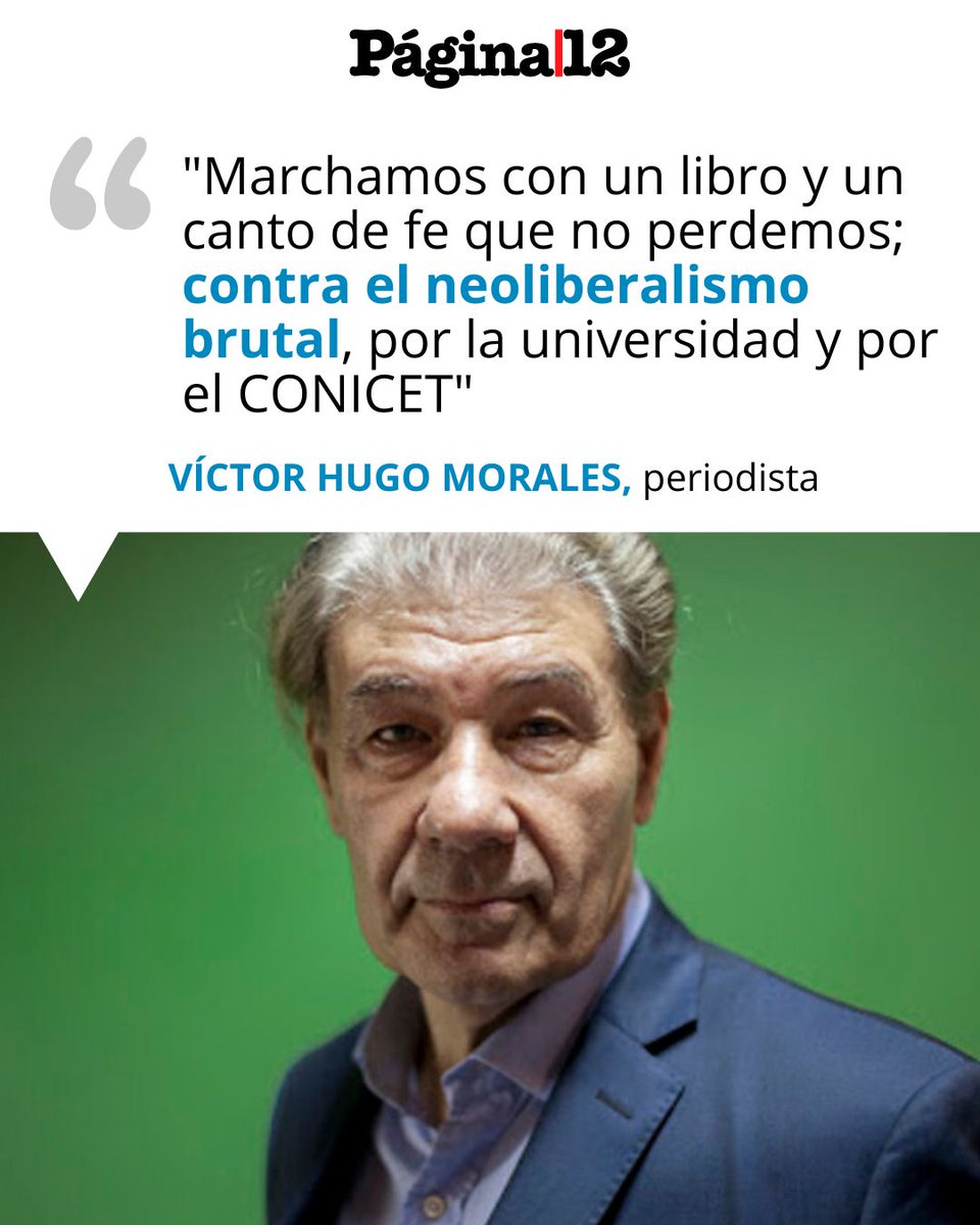 pagina12's tweet photo. @VHMok realizó un emotivo editorial en la previa dela marcha federal universitaria en reclamo por más fondos y el fin de la asfixia económica a la educación pública. https://t.co/r1qWx54O1O https://t.co/WoSC5DtvlQ