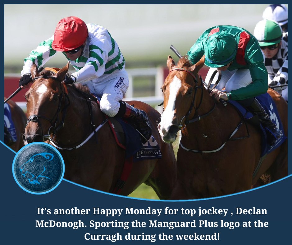 It’s another Happy Monday for top jockey , Declan McDonogh .
Sporting the Manguard Plus logo , Declan romped home on Zaynab at The Curragh Racecourse during the weekend.
Delighted to see Declan having such a good season.
#CorporateSocialResponsibility #thecurraghracecourse