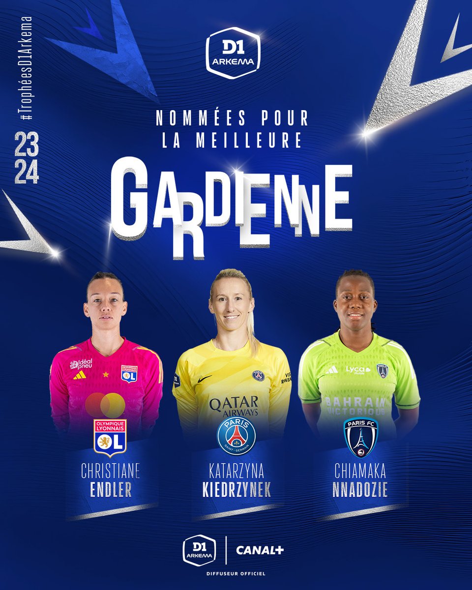 Katarzyna Kiedrzynek est nommée dans la catégorie 'meilleure gardienne' ! 🧤
#TrophéesD1Arkema

📸 @D1Arkema