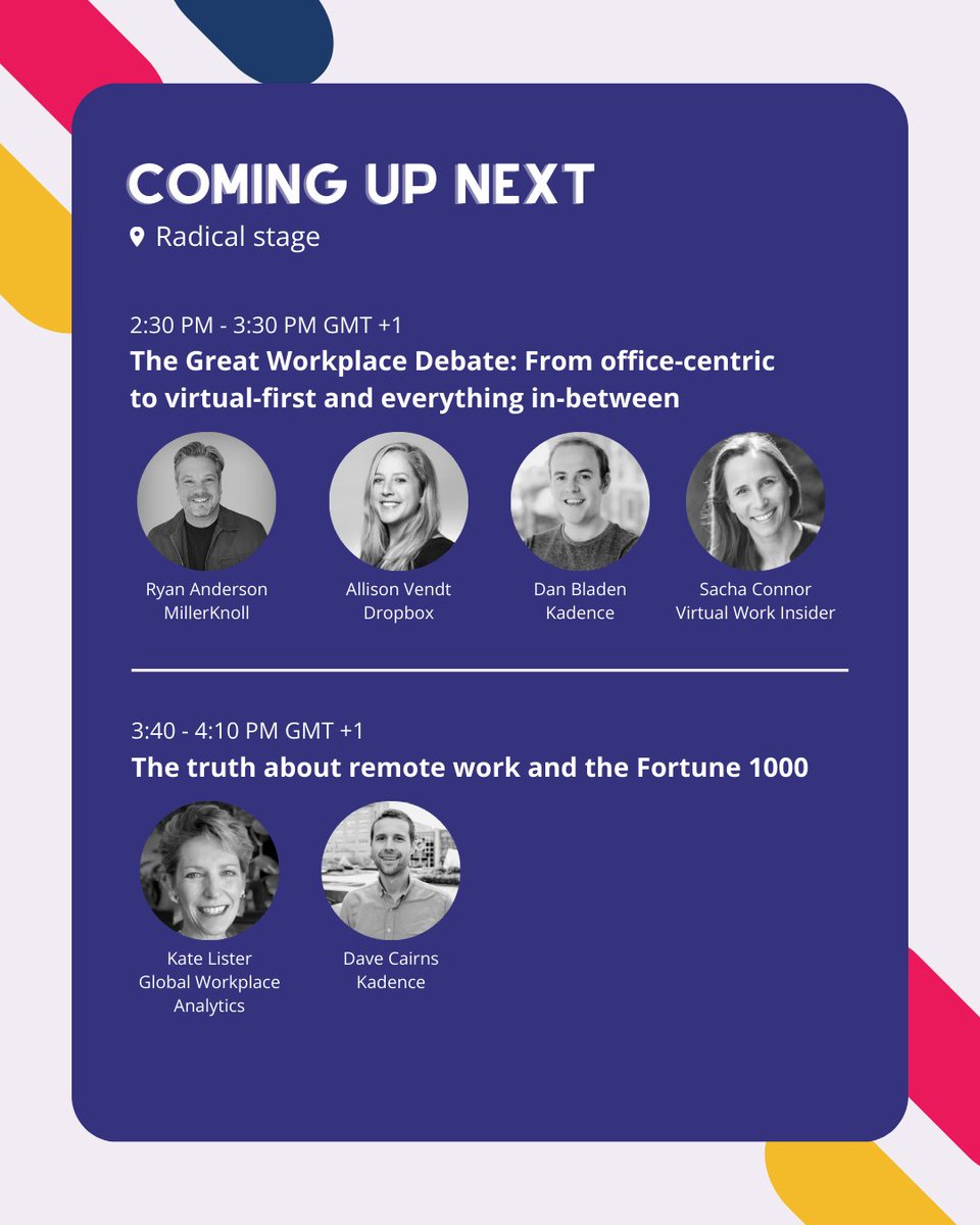 Join us on the Radical Stage after lunch break! 💡 Panel: The Great Workplace Debate: Ryan Anderson, Allison Vendt, @danbladen, @virtualinsider 💡 The truth about remote work and the Fortune 1000: @FutureWorkforce & @thedigitalhomad Join here: runningremote.com/virtual-venue/ #RR2024