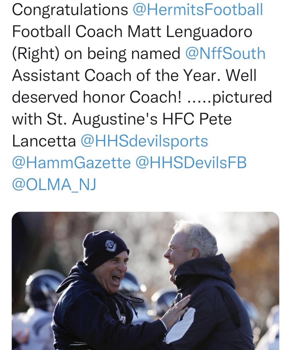 Well deserved. Not many work harder then Coach Leng. @HermitsFootball @HermitAthletics @OLMAathletics