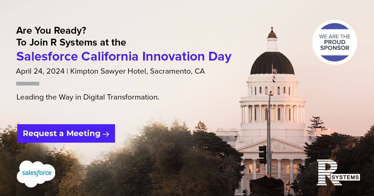 Get ready for an unparalleled in-person experience with R Systems at the #SalesforceCaliforniaInnovationDay! Request a meeting with us now to maximize your experience.  

Register HERE: hubs.li/Q02tBnct0

#DigitalTransformation #Salesforce #TechnologyIntegration